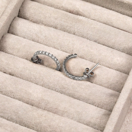 Half Hoop 20 Diamond Earrings (Silver)