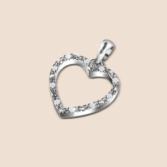 Sterling Silver Diamond Heart Pendant
