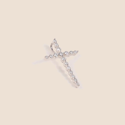 14K White Gold VS/SI FGH Cross Chain Slide Pendant
