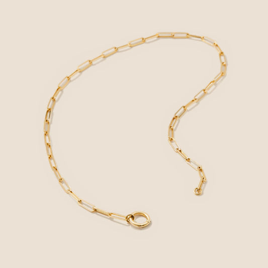 14K Yellow Gold Paperclip Chain Charm Necklace (20 inches)