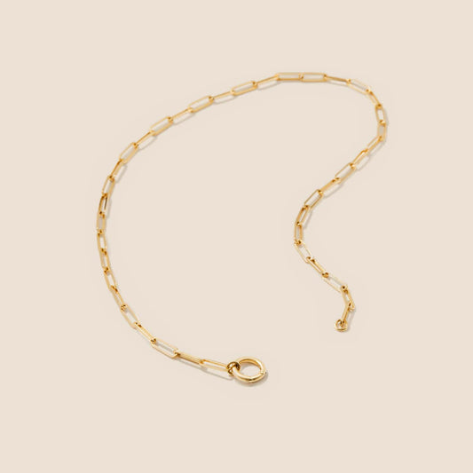 14K Yellow Gold Paperclip Chain Charm Necklace (18 inches)